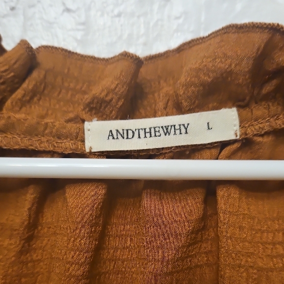 Elegant Rust Ruffled Blouse - Picture 2 of 5